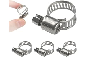 BOUMVID 4 Piezas Abrazaderas Metalicas, Abrazaderas de Manguera Ajustables de 6-12 mm, Abrazadera de Clips de Tracción Gusano de Acero Inoxidable 304, para Jardín, Tubos, Lavadora, Tubería