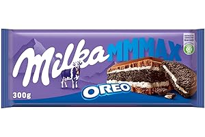 ‎MILKA Milka Mmmax Oreo – Alpenmilch-Schokolade mit knusprigem Oreo-Keks und Milchcrème – 300g