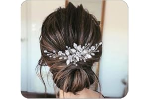 VYZUTR Pettini per capelli da sposa con fiore e perle, accessorio per capelli per donne e ragazze (d'argento)