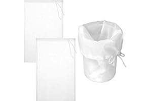 Bewudy Lot de 3 sacs d'infusion extra larges réutilisables en maille fine avec cordon de serrage réglable, pour brassage maison, houblon, céréales, fruits, vin, bière (31 x 20 cm)