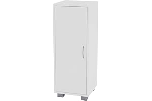 URBNLIVING 1 Door Wooden Hallway Side Cabinet Living Room 2 Shelves Storage Furniture Unit (White)