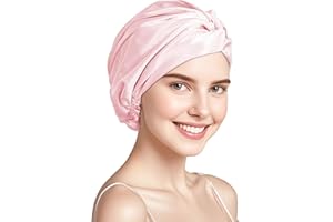 ‎TOWNSSILK townssilk 100% Maulbeerseide Frauen Nachtmütze, 16Momme Schlafmütze Seide Duschhaube Gut für das Haar, schützt das Haar, Seide Nachtmütze, Doppelschicht,Rosepink