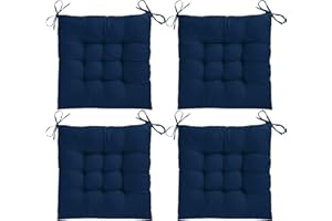 AOSCTELF Seat Pads for Dining Chairs Set of 4, Comfortable 38 x 38cm Chair Cushions with Ties, Dinning Chair Cushions Pad for Dinning Room Kitchen Garden Office Patio - Navy