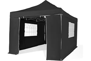 All Seasons Gazebos 3x4.5m Heavy Duty Fully Waterproof Pop up Gazebo with 4 Premium Side Walls - Black