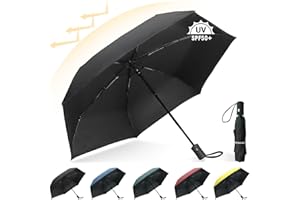 Herreicher Kompakter Reise Regenschirm Automatik - Kompakter Faltbar Tragbar UV-Schutz Taschenschirm Ultra Leicht Mini Schirm UPF50+ für Herren und Damen