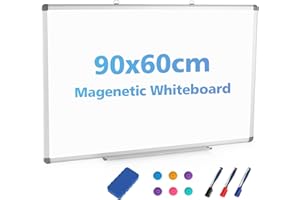 GRANDMA SHARK Whiteboard, Magnetic White Board, Drywipe Whiteboards with Aluminium Frame, for Kids/Office/Home Working (600 × 900 mm)