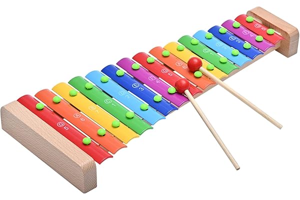 LIEKE Xylophone en bois 15 tons Glockenspiel Instrument de musique Cadeau pour adultes