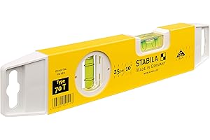 STABILA Poziomica Torpedo typ 70 T, 25 cm, lekki profil aluminiowy, 1 libela pozioma, 1 libela pionowa, Made in Germany