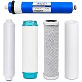 Bbagua Pack Replacement Reverse Osmosis 5 Stages, Membrane 75 GPD + 4 Filters 10", Sediment, GAC, Carbon Block and Coconut Po