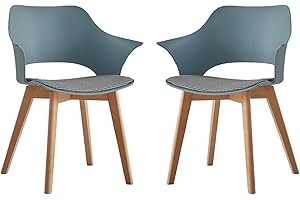 GrandCA HOME 2er-Set Nordischen Küchenstühlen, Esszimmerstuhl mit Massivholzbeinen, Gepolsterte Stühle für Schlafzimmer, Wohnzimmer, Küche,Hellblau