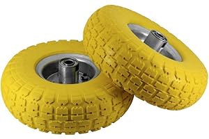 BARGAINS-GALORE Set Of 2-10" Pneumatic Sack Truck Trolley Wheel Barrow Tyres - Tyre Garden Hand New Yellow | Emergency Replacement Tyre | Strong Durable Long Lasting