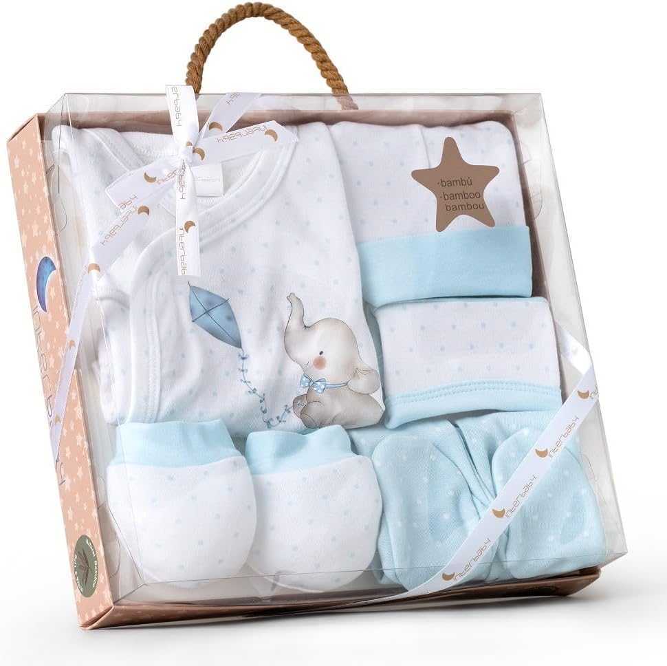 Interbaby Set Regalo Bebé 5 Piezas, modelo Elefantito, azul