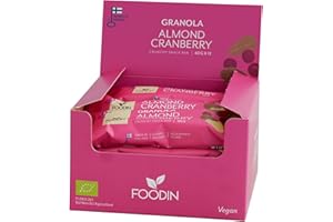 ‎FOODIN FOODIN Bio Granola Riegel Mandel-Preiselbeeren 12er pack, gesunder Snack für unterwegs, 100% biologisch, glutenfrei und milchfrei (12 x 40g)