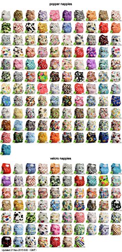 LittleBloom, Reusable Pocket Cloth Nappy, Fastener: Popper and Velcro, Various Patterns, Dispatch Randomly, (see "Special Offers and Product Promotions" for Special Offers Detail)