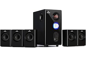 auna Concept - 5.1 Surround Sound System, OneSide Subwoofer, Home Cinema Sound System, Balanced Sound Concept, Speaker System with Bluetooth, USB Port, SD Slot, Remote Control, Concept 520, Black