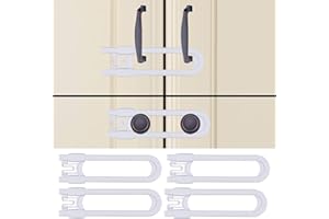 SAMALY Baby Proofing Cabinet Locks - Reusable U-Shaped Child Cabinet Locks for Baby Proofing Cabinets, Drawers, Door, Cupboards & More - No Tools, No Drilling(4 Pack)