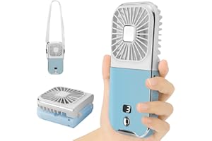 GOWKEEY Handventilator Batteriebetrieben, USB Ventilator mit 3000mAH Wiederaufladbarer Akku, Mini Ventilator, Tragbarer Hand Ventilatoren USB,Klein Taschenventilator mit 4 Geschwindigkeiten für Zuhause Reisen