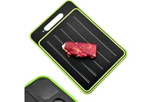 Plateaux de Décongélation Rapide + Planche à Découper (4 en 1) NK - Décongeler, Découper, Râpe à Épices et Aiguiseur Couteaux, Anti-adhésif et Antidérapant, 36.5 x 25 x 1 cm (Passe au Lave-Vaisselle)