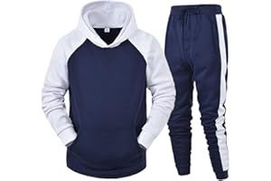 riou Chandal Hombre Completo Invierno, Costura Cremallera Ropa de Deportivo Color Sólido Sudadera con Capucha y Pantalón Bolsillos 2 Piezas Abrigo Chaqueta Hoodie Jersey Talla Grande Correr