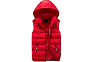 GIBZ Homme Veste sans Manches Doudoune Légère Gilet à Capuche Manteaux épais en Chaud Hiver avec Poches Zippé