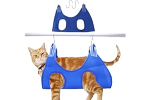 VANKER Hamac de toilettage pour chien et chat - Sacs de retenue pour le bain - Respirant avec 2 crochets (S, bleu)