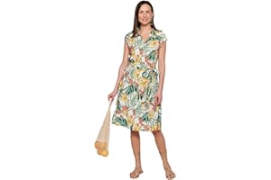 Koroshi Vestido Midi Camisero de Manga Corta con Cierre Delantero con Botones y Estampado Floral de Color Blanco para Mujer, de Color Blanco