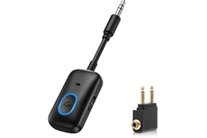 Ankilo Bluetooth Transmitter Receiver, 2-in-1 Airplane Bluetooth 5.3 Adapter for Headphones, Mic for Calls, with 3.5mm Aux Audio Jack for Home Stereo,TV,Tablets