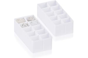 ROW&LINE – Home Organizer – 10 extra hohe Fächer für Kleidung, Wickeltisch & Zubehör – Aufbewahrungsboxen aus Stoff – strapazierfähig & abwaschbar für Kleiderschrank & Schublade – weiß – Size: 2x M+