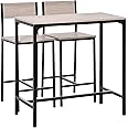 HOMCOM 3 Pcs Table Stool Set Industrial Design w/Metal Frame Oak Tone MDF Panels Minimal Compact Beautiful