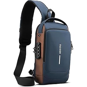 FLYNGO Sling Bag for Men Stylish Crossbody Backpack for Men & Women, Anti-Theft Chest Bag with USB Charging Port, Messenger Bags, Casual Shoulder Bag