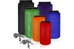 SHAPPY Set de 6 Bolsas Secas Impermeables Combinación de Sacos Estancos Herméticos Ligeros 20 L 15 L 10 L 8 L 5 L 3 L Correa de Hombro Ajustable Larga para Kayak Navegar Senderismo Cámping