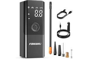 FOWAWU 6000mAh Mini Pompe à Air Électrique, Compresseur à Air Portatif Gonfleur Pneus sans Fil 150PSI avec écran LCD 12V DC Câble, Pompe a Velo Electrique avec Lampe LED pour Moto Trotinette, Voiture