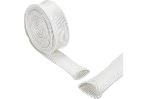 sourcing map Gaine Isolation Tresse 9.8Pied-4mm Haute Température Fibre Verre Manchon Blanc
