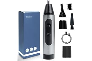 DITTYBUY Tondeuse à poils de nez, tondeuse à poils de nez tondeuse à poils d'oreilles, tondeuse à poils de nez et d'oreilles rechargeable par USB, ensemble 3 en 1 avec doubles lames de coupe, épilateur lavable