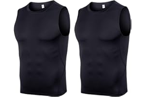 HomyComy Débardeur de Compression pour Hommes Tank Top Sleeveless Shirt sans Manches Maillot Séchage Rapide Respirant Tee de Musculation Running