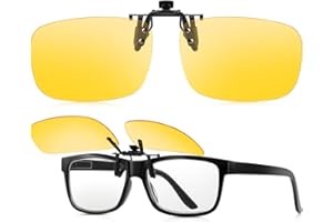 gesruny ㅤ Clip On Night Driving Glasses-Anti Glare for Men Women-Polarized HD Vision-UV400-Day Night Use-Suitable for Driving,Fishing,Skiing,Runing,Cycling-Fit all glasses