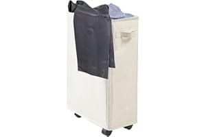 HIGYEE lavandería con Ruedas | Cesta Plegable grany Fina con Ruedas, Basura Almacenamiento para Ropa Sucia 42L, Gran Cubo Plegable Independiente, bandejas Almacenamiento Esquina