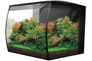 Akvarium kit Fluval Flex 2.0, svart 34 l | Sötvattenakvarium med böjda glas, inkluderar 7 500 K LED-ljus, lock och 3-stegs filtreringssystem
