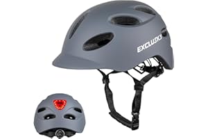 Exclusky Casque Velo Homme Femme Casque VTT Homme Casque Velo avec Lumineux Visiere Casque Velo Route Casque Velo Adulte pour Cyclisme BMX Ville Scooters Électriques (56-61CM)