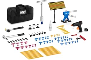 MSW MOTOR TECHNICS MSW Kit De Herramientas para Reparar Abolladuras En Carrocerías MSW-DENTPULLER.SET1 (Set De 90 Piezas, Respetuoso con La Pintura, Pistola De Adhesivo Térmico Incluida)