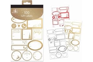 DECSEE 100 Red/Silver/Gold Labels Christmas Sticker Gift Tags Name Xmas Present Easy Peel Stick-on Presents