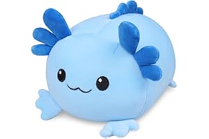 AUSPICIOUS BEGINNING Axolotl Kuscheltier Süße Axolotl Plüschtier Spielzeug, Kawaii Axolotl Stofftier Plüschtier Kissenpuppe Kawaii Heimdekoration Großes Geschenk für Kinder Geburtstag Weihnachten(9,8 Zoll, Blau)