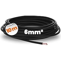 MAS Premium Van 5 tot 100m Aderleiding H07 V-K 6 mm² Zwart Bruin Donkerblauw Groengeel Grijs Rood Oranje of Lichtblauw Enkelader flexibel ( Zwart, 15m