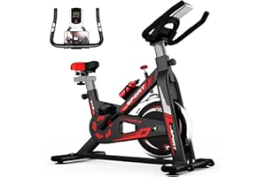 GOODS EMPORIUM Exercise Bike - Indoor Spinning Bike - Slient Flywheel, LCD Monitor, Adjustable Seat - Cycling Machine for Home Workout and Fitness, Stationary Spin Bike Trainer Home Exercise Equipment