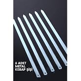abnturk 6 Adet Profesyonel Paslanmaz Metal Kıyma Şiş Urfa Adana Antep Kebap Şişi, mlk3042036