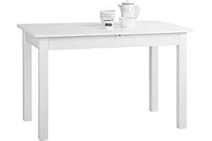 13 CASA Inter Trade Corporation Esstisch Küchentisch (4 Größen wählbar) inkl. erweiterbare Auszugsplatte, Weiß