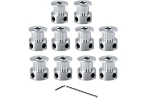 ZIZISHU Super Print GT2 Puleggia Pulley 20 denti Teeth 5mm Bore Width 6mm Aluminum 20T Pulley Wheel for 6mm Width GT2 Timing Belt for 3D Printer,CNC (10pcs)