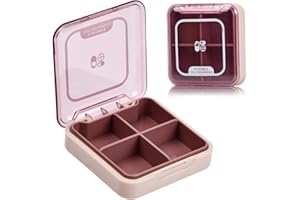 Wisebom Portapillole Settimanale e Giornaliero Portatile 4 Scomparti Rimovibili L'umidità Prova Pill Organizer Tascabile Mini per Vitamine Farmaci Integratori (Rosa)