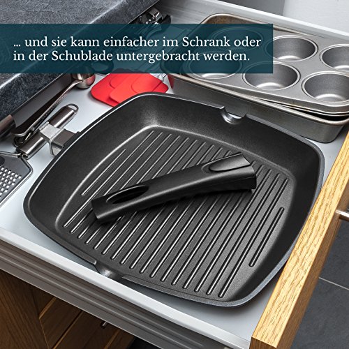 Savisto 28cm Premium Aluminiumguss Antihaftbeschichtete Grill Pfanne für Gas, Induktions & Elektronischen Herd mit abnehmbaren Griff - 4