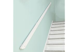 DSVONAUS Pasamanos Escalera Madera, Barandilla de Escalera Antideslizante con Soportes, contra la Pared Kit de Barra de Agarre de Seguridad para Ancianos y Niños, para Pasillo Villa Loft (White, 150cm)